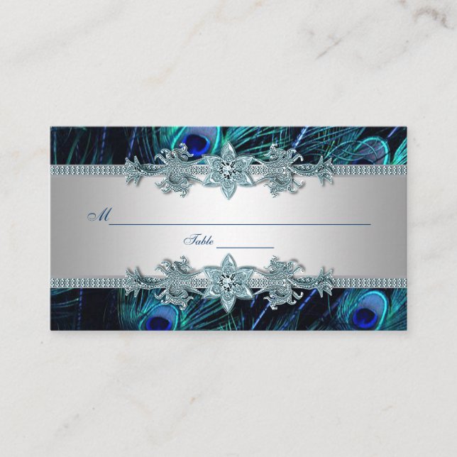 Tarjetas de Asiento de Pavo Real Azul Real (Anverso)