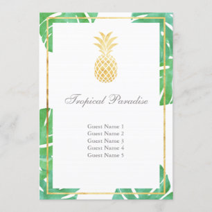Tarjetas de Asiento Doradas de Piña Tropical - Ver