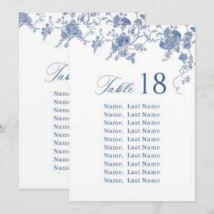 Tarjetas de Asiento Floral Azul Victoriano Elegant