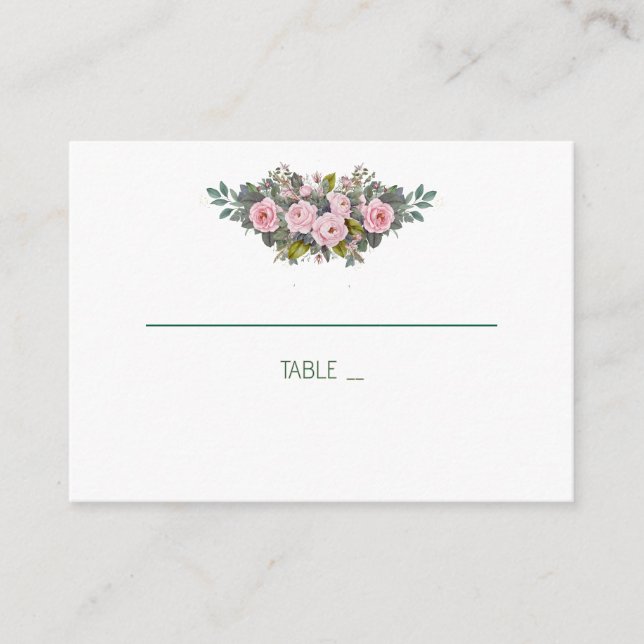 Tarjetas de Asiento Floral Rosado para Boda (Anverso)
