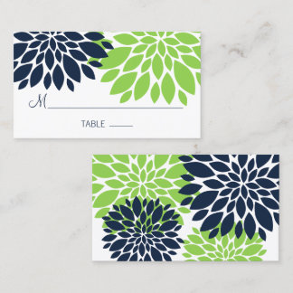 Tarjetas de Asiento Floral Verde Marítimo Elegante