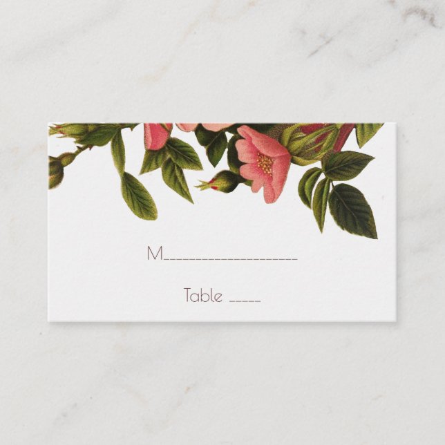 Tarjetas de asiento florales elegantes para boda (Anverso)