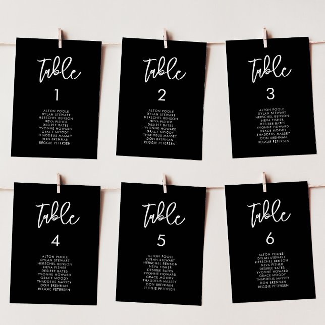 Tarjetas de asiento modernas de boda negro (Subido por el creador)