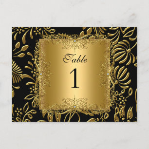 Tarjetas de asiento numeradas Damask Gold