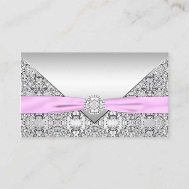 Tarjetas de Asiento Plateadas y Rosadas (Anverso)