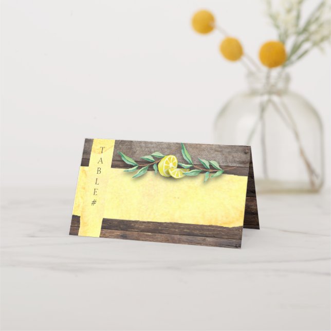 Tarjetas de asiento plegadas | Boda Rustic Wood Le (Anverso)