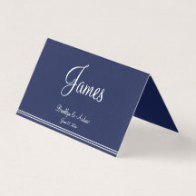 Tarjetas de asiento plegadas de mesa azul Boda náu