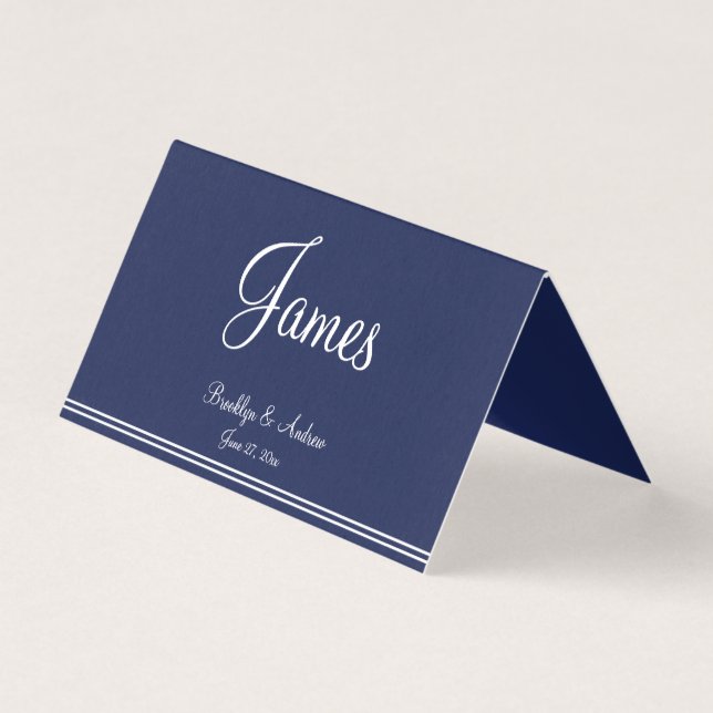 Tarjetas de asiento plegadas de mesa azul Boda náu (Anverso)