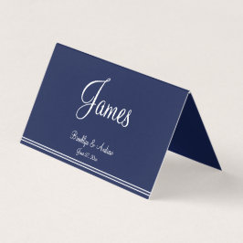 Tarjetas de asiento plegadas de mesa azul Boda náu