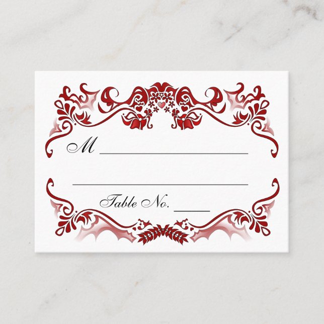 Tarjetas de asiento Red Elegant Valentine (Anverso)