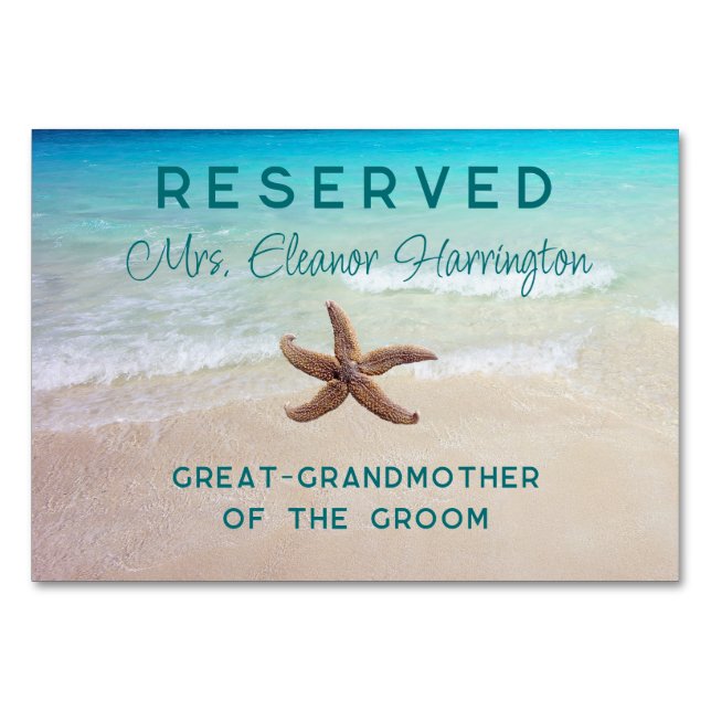 Tarjetas de asiento reservadas para bodas de desti (Anverso)