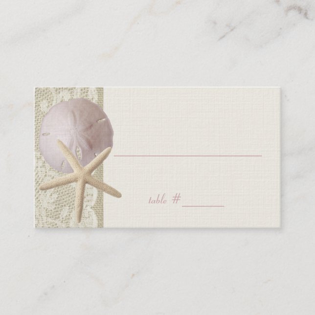 Tarjetas de asiento Vintage Beach Ivory (Anverso)