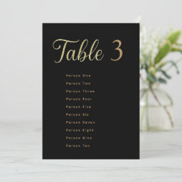 Tarjetas de Asientos de Mesa de Boda | Dorado sobr