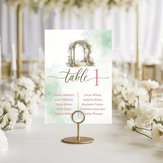 Tarjetas de Asientos de Mesa para Boda con Puerta  (Whimsical Garden Gate Wedding Table Cards Seating)