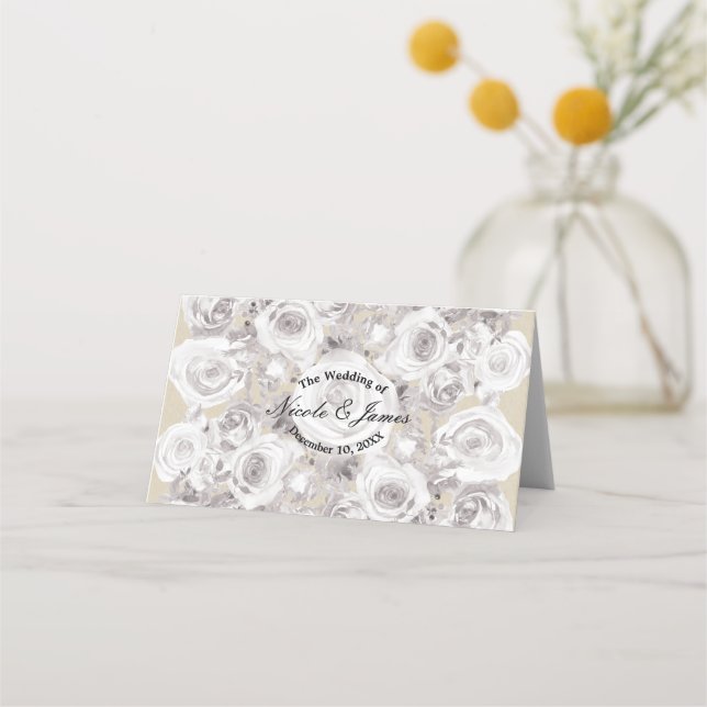 Tarjetas de Asientos para Mesa de Boda con Rosas d (Anverso)