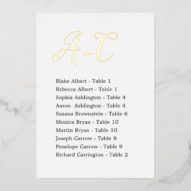 Tarjetas de asignación de mesa para invitados de b (Anverso)