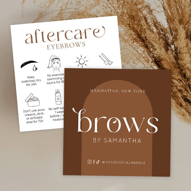 Tarjetas de atención posterior de los brotes Terra (Modern boho brows aftercare cards with icons and modern fonts)