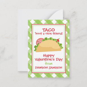 Tarjetas de aula de Gingham Taco Valentine