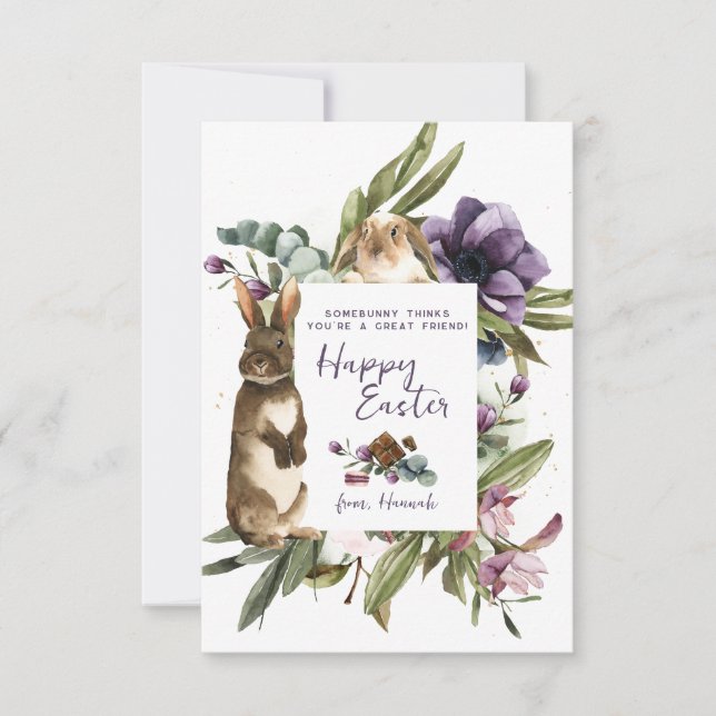 Tarjetas de aula de pascua para niños de conejo am (Anverso)