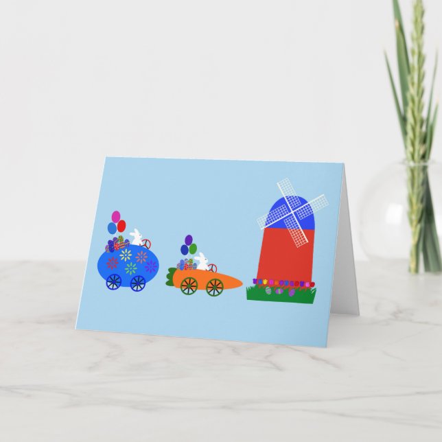 Tarjetas de autos de carreras de conejos #1 (Anverso)