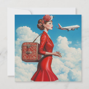 Tarjetas de Aviador (mujer elegante y avión)