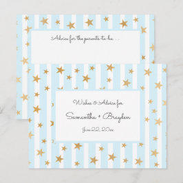 Tarjetas de aviso Baby Shower de Blue Stripes Gold