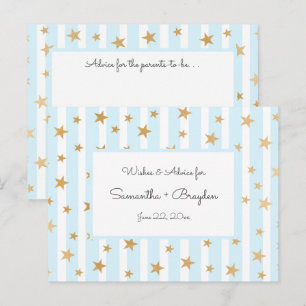 Tarjetas de aviso Baby Shower de Blue Stripes Gold