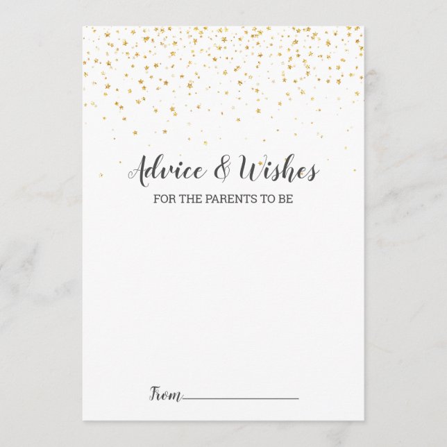 Tarjetas de aviso Baby Shower Gold Confetti (Anverso)