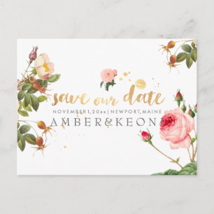 Tarjetas de aviso de ahorro de rosas/florales vint