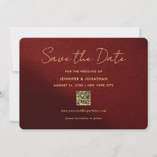 Tarjetas de aviso de boda con elegante letra dorad