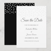 Tarjetas de aviso de boda con perlas en blanco y n