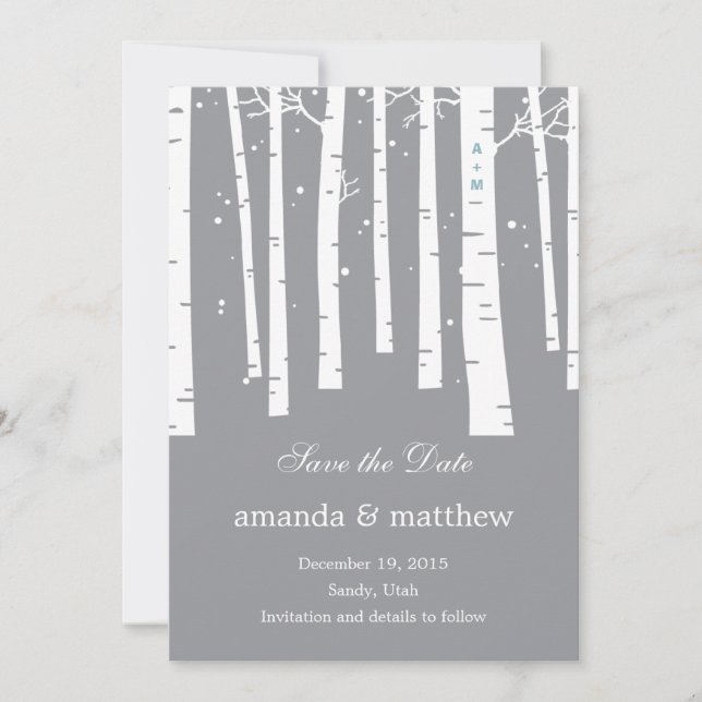 Tarjetas de aviso de boda de bosque de invierno (Anverso)