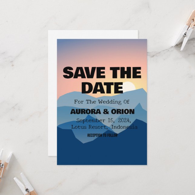 tarjetas de aviso de boda de camping "save the dat (Anverso/Reverso In Situ)