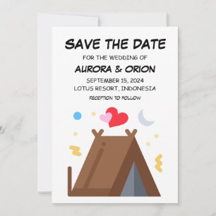 tarjetas de aviso de boda de camping "save the dat