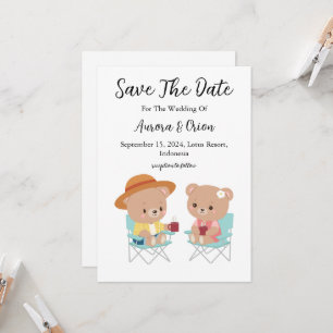tarjetas de aviso de boda de camping "save the dat
