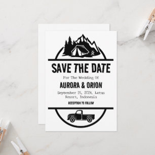 tarjetas de aviso de boda de camping "save the dat
