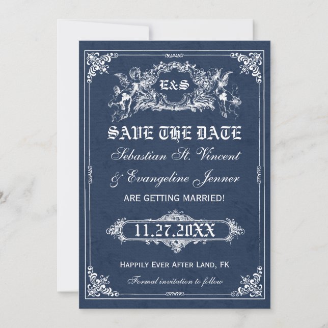 Tarjetas de aviso de boda de cuento de hadas (Anverso)