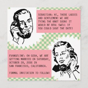Tarjetas de aviso de boda de pareja de chismes ret