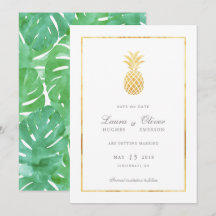 Tarjetas de Aviso de Boda de Piña Dorada