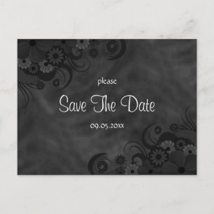 Tarjetas de Aviso de Boda Floral Negro Hibisco Gót