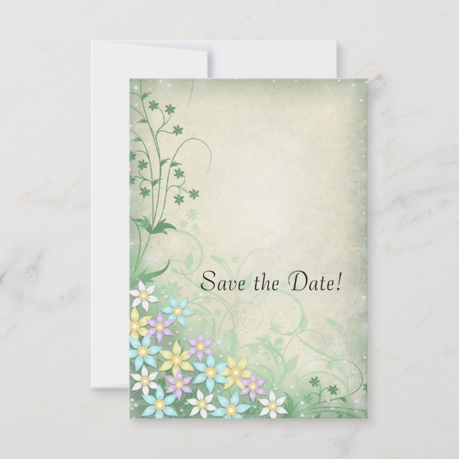 Tarjetas de aviso de boda florales Spring Dream (Anverso)