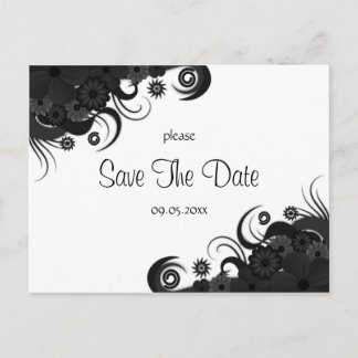 Tarjetas de aviso de boda gótico floral en blanco