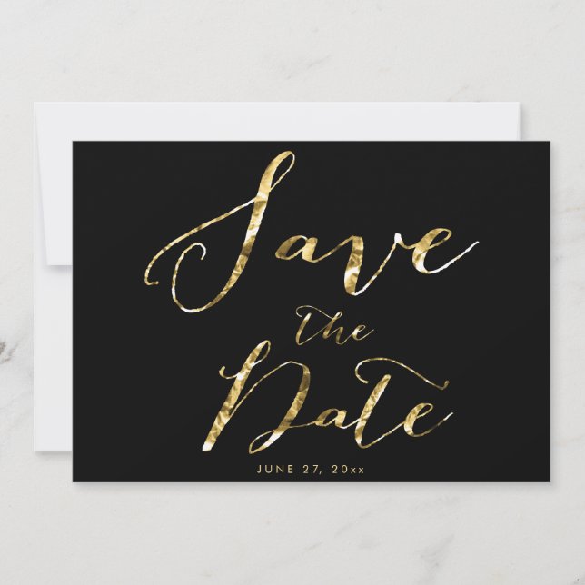 Tarjetas de aviso de boda negra elegantes (Anverso)