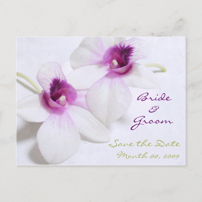 Tarjetas de aviso de boda Orquídea Blanca (Anverso)