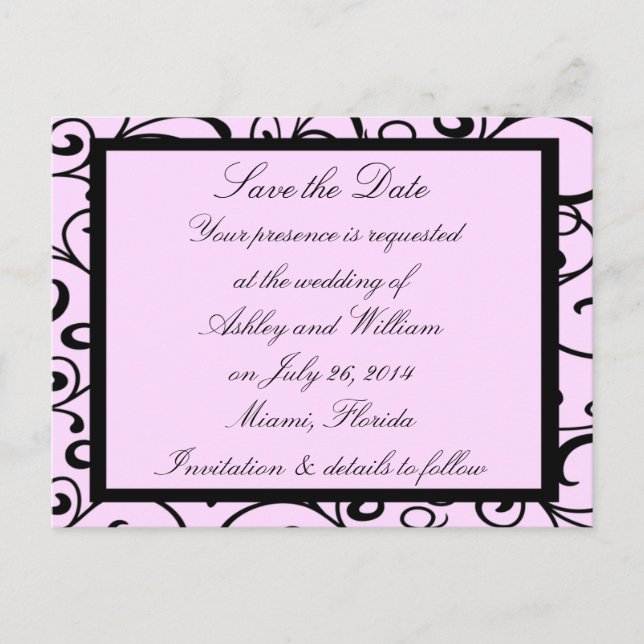 Tarjetas de aviso de boda Pink Elegance (Anverso)