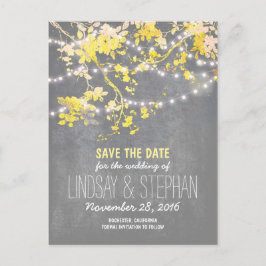 tarjetas de aviso de boda rústicas con luces de cu