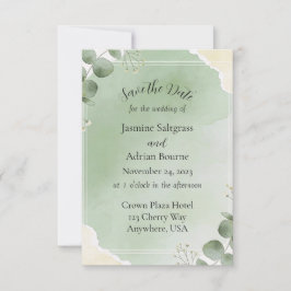 Tarjetas de aviso de boda Sage Whisper Botánico