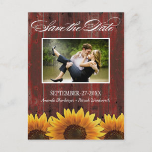 Tarjetas de aviso de Country Wood Rustic Sunflower