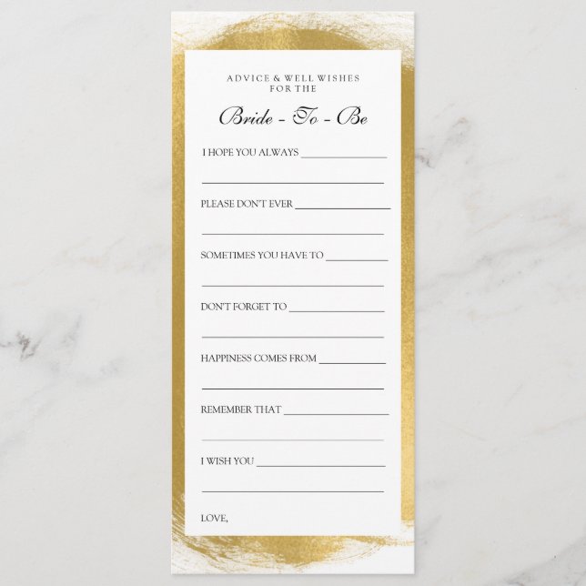 Tarjetas de aviso de ducha de novia con pinta de o (Anverso)