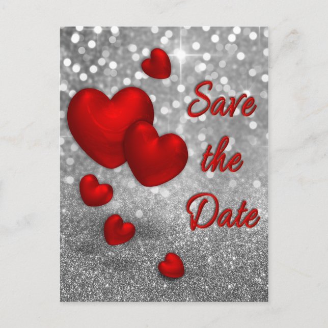 Tarjetas de aviso de fecha con Corazones Rojos sob (Anverso)